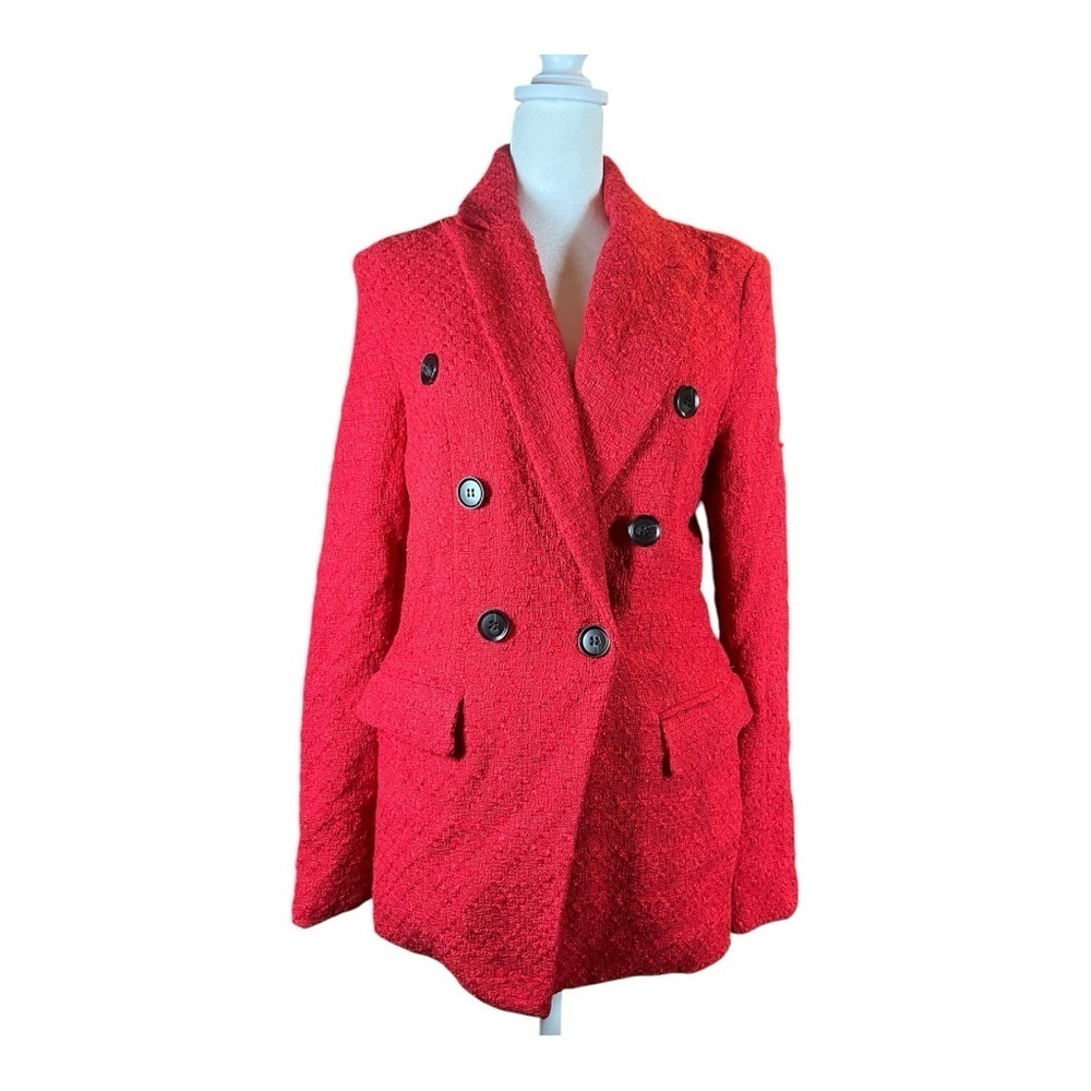 Women’s SO Tweed Double Breasted Blazer Size Small Red